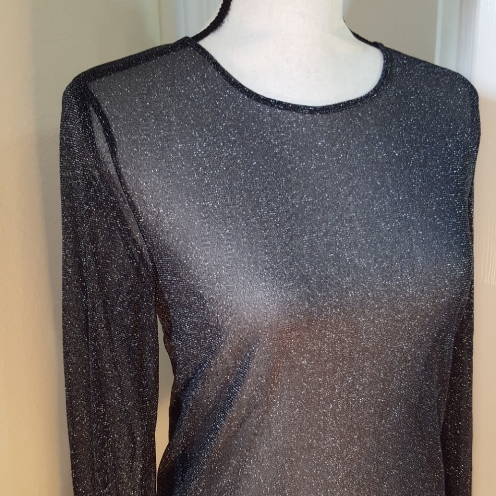 *NWT* VICTORIA'S SECRET Sheer Black Shimmery Top Party Sexy Witchy, Size XS/S